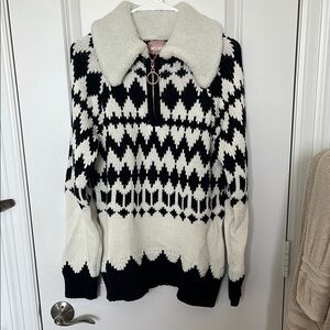 Show Me Your MuMu Black and White Cowl Neck Sweater